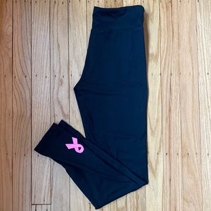 Tween Black LuLaRoe Legging with Breast Cancer Ribbon.
